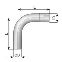 trubka výfuku 90°, pr.89,4/88,9mm, ALU 91089