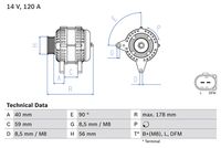 alternátor VW, 14V/120A 0986048530