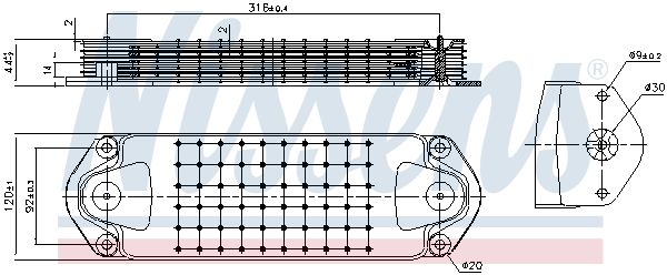 chladič oleje SCANIA 6 žeber 91572
